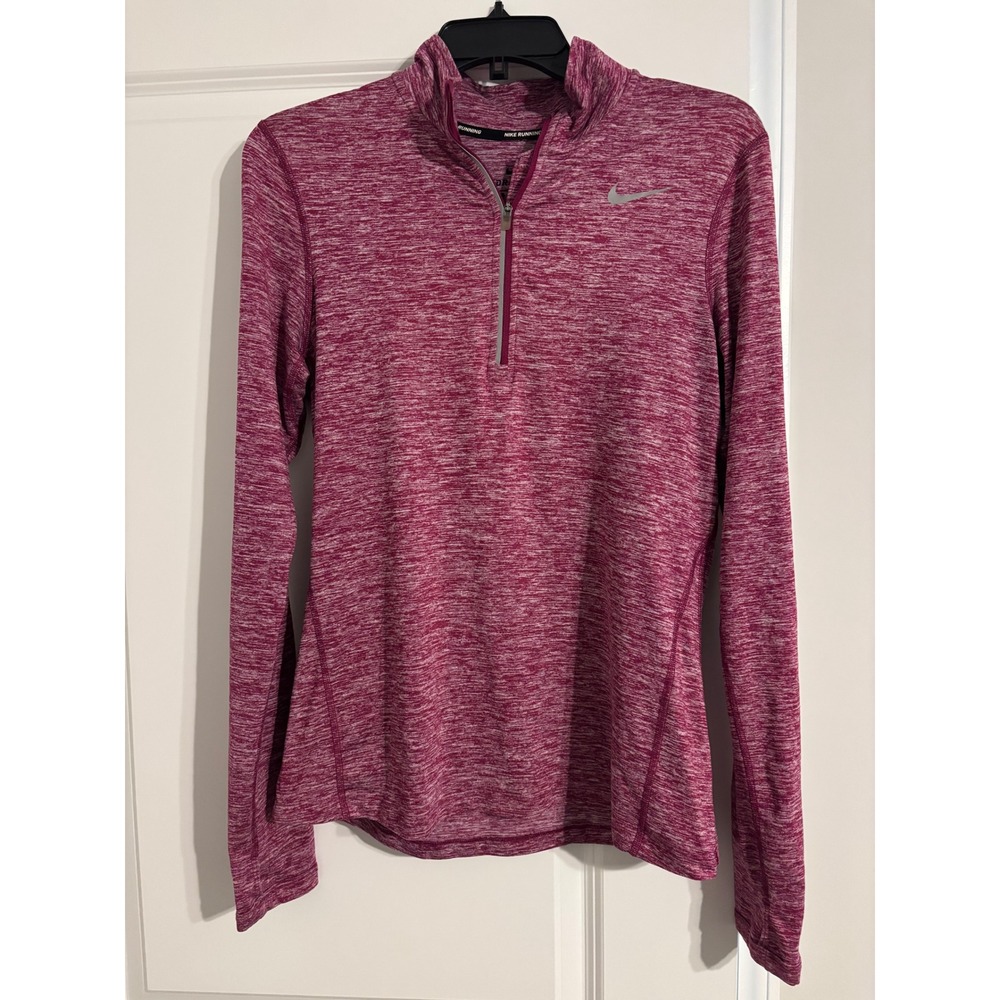 Nike Running 1/4 Zip Pullover Women Small Magenta Excellent Dri-FIT Thumbholes